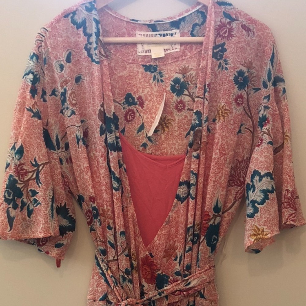 Maeve for Anthropologie Pink Flower Wrap Dress